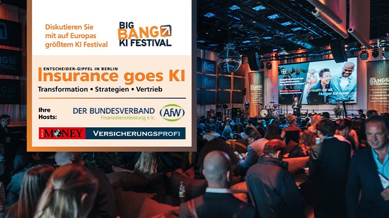 Informieren, networken, mitreden: Tickets für den Entscheider-Gipfel Insurance gelten für das gesamte zweitägige BIG BANG KI FESTIVAL mit seinen vier Bühnen. Mehr als 250 Speakerinnen und Speaker sind diesen Herbst live vor Ort. (Foto: ©Offenblende: Andrej)