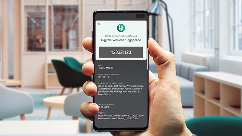 So sieht die neue App der HanseMerkur für die Reiseschutzversicherten auf Android-Geräten aus. (Foto: HanseMerkur)